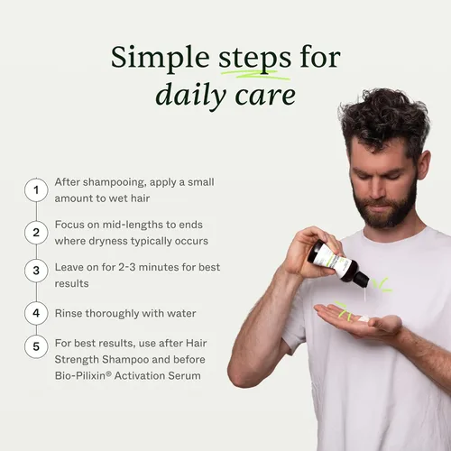 Vista 4 de Scandinavian Biolabs Acondicionador Bio-Pilixin® para hombres Previene puntas abiertas y dañadas, restaura el cabello débil, apoya la vitalidad