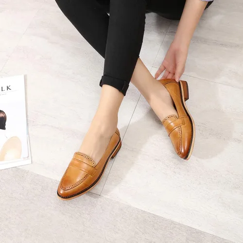 Vista 5 de Mona Flying Mocasines de cuero para mujer, estilo informal, planos, para mujeres y jóvenes