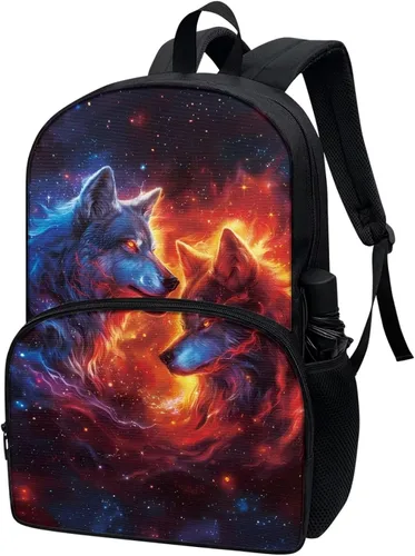 Vista 2 de American Flag Fire Galaxy Pattern Kids Backpack for Boys Girls Elementary Students Bookbag Middle School Bag Lightweight Children Travel Bag