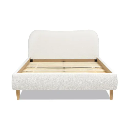 Vista 4 de Jennifer Taylor Home - Cabecero curvo romano de bouclé tapizado, marco de cama de plataforma moderna Boucle blanco marfil