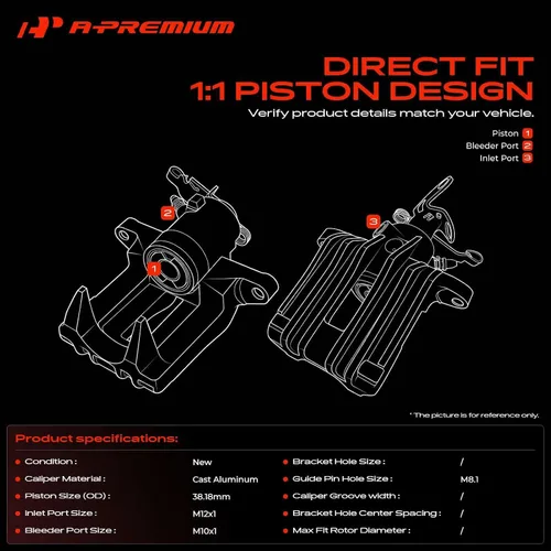 Vista 3 de A-Premium Conjunto de Pinza de Freno de Disco sin Soporte Compatible con Modelos Volkswagen y Audi - A3 2010-2013, Para Jetta 2012-2018, Golf 2011