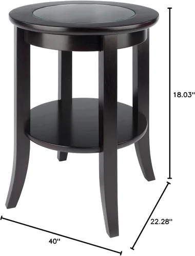 Vista 2 de Winsome Génova - Mesa de centro rectangular con tapa de cristal y estante y mesa ocasional de Génova de madera, color espresso