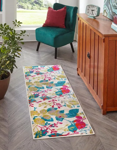 Vista 8 de Unique Loom Azalea Collection - Alfombra de área Indica (2 pies x 3 pies 1 pulgada, rectangular, marfil y gris)