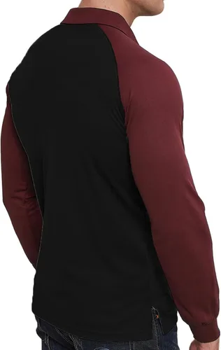 Vista 4 de BlackTeak Men's Patriotic Long Sleeve Polo Shirt Patriotic Casual American Flag Graphic Golf Polo Shirts