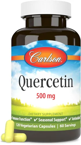 Vista 5 de Carlson - Quercetina, 500 mg, Apoyo estacional, salud de la piel, bienestar óptimo, 120 cápsulas vegetarianas
