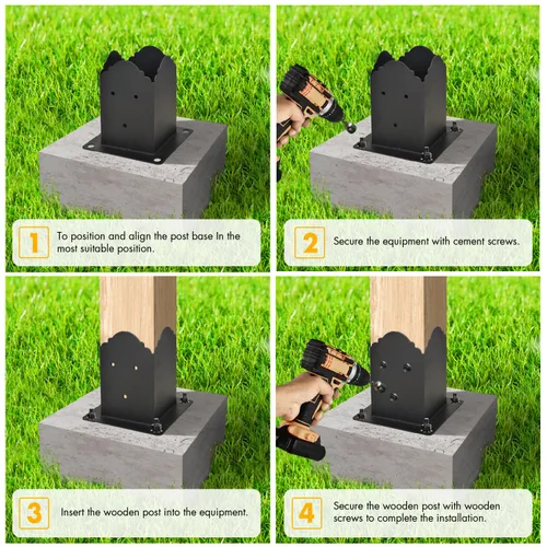 Vista 6 de Creative Design - Base de poste de 4 x 4 pulgadas, soporte cuadrado para buzón de valla, base de poste atornillada, anclaje de tierra para poste