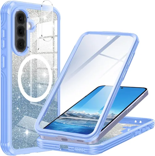 Vista 36 de Hekodonk Funda magnética para Galaxy A17 5G, [compatible con Magsafe] [Protector de pantalla de vidrio templado integrado] [tarjeta con purpurina]