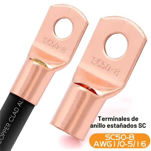 Vista 5 de 40FT 1/0 Battery Cable CCA,0 Gauge Wire with lugs for Amp,Winch,Automotive 40 pies + 20 lengüetas