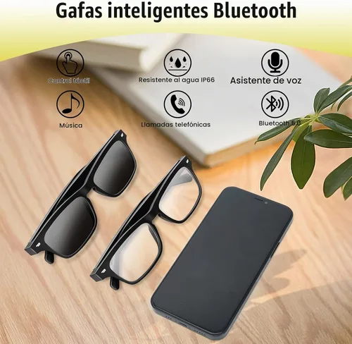 Vista 2 de Lentes inteligentes con altavoz Bluetooth, lentes de sol polarizados, protección UV, control de voz, audio de oído abierto, micrófono HD