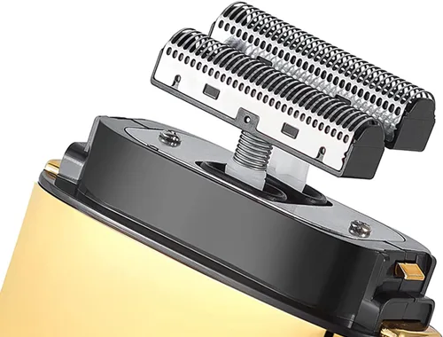 Vista 4 de KEMEI Maquinillas de afeitar eléctricas para hombres, maquinilla de afeitar eléctrica profesional de metal, afeitadoras de litio y titanio, Dorado