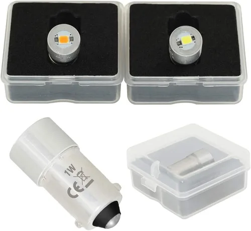 Vista 6 de BA9s Base LED Bulbs1W 3v BA9 LED antorcha mini lámpara de cabeza bombilla linterna 2 celdas C y D (blanco frío, 2 celdas C y D 3V)