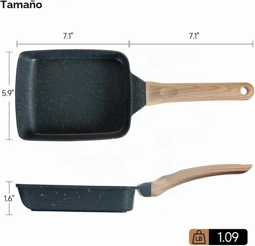 Vista 2 de Sartén antiadherente de granito para tortillas – Sartén para panqueques y olla de huevos saludable adecuada para estufa de gas, sartén versátil