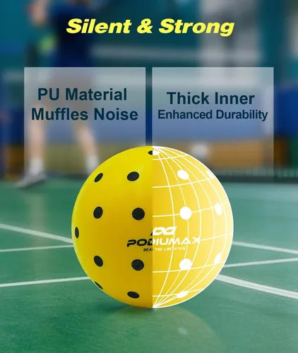 Vista 4 de PodiuMax Bolas de pickleball para interiores, 6 bolas de pickleball silenciosas, pickleball de espuma para práctica en interiores y exteriores