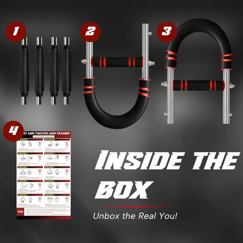 Vista 6 de Twister - Entrenador de brazo para hombres y mujeres, equipo de entrenamiento ajustable de pecho de 30 a 120 libras, con 4 resortes y póster