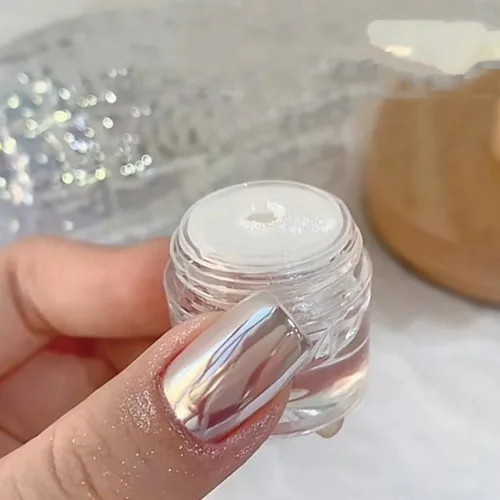 Vista 12 de 2 piezas de polvo de uñas cromo blanco lunar, polvo de brillo de uñas efecto espejo perlado mágico, pigmento cromo perla para decoración de uñas 2