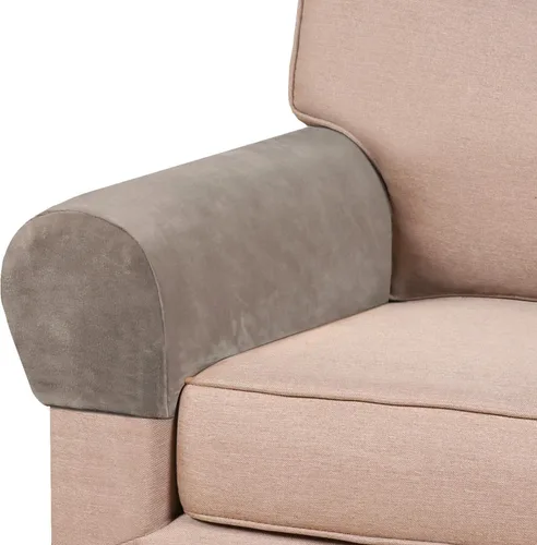 Vista 17 de PrinceDeco 2 Pack Thick Velvet Stretch Armrest Covers for Chairs and Sofas, Non Slip, Blue