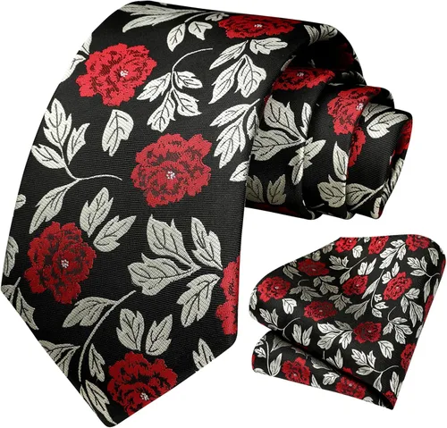 Vista 165 de Corbatas florales tejidas clásicas para hombre, corbata cuadrada de bolsillo, corbatas formales para hombres, boda con pañuelo