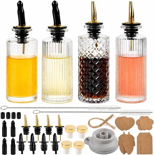 Vista 9 de ChezMax Botellas dispensadoras de jarabe de café, recipientes de vidrio de 7 onzas con boquilla de vertido de metal, accesorios de barra de café