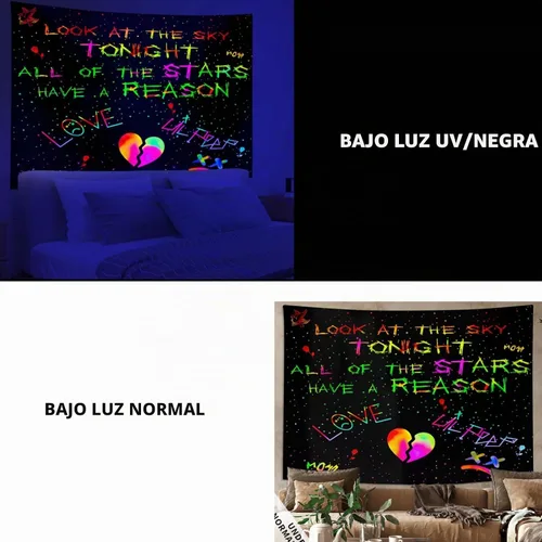 Vista 5 de PSYHILAR Blacklight Lil Peep Tapestry, Pósteres de Luz Negra para Dormitorio, Bandera UV Star Shopping Rapper (40 x 30 Pulgadas)