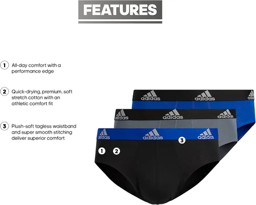 Vista 2 de adidas Men's Stretch Cotton Brief Underwear (3-Pack)