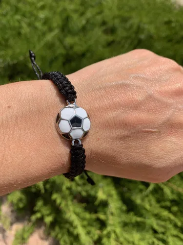 Vista 3 de Pulsera de fútbol ajustable unisex con diseño de paracaídas blanco y negro, joyería de fútbol, regalos de jugador y equipo, y accesorios
