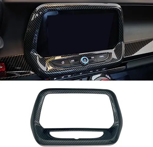 Vista 7 de MICROCK para Camaro Marco de pantalla de consola central de fibra de carbono Moldura Accesorios interiores para Chevrolet Camaro 2016 2017 2018 2019