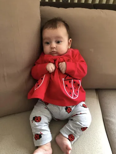 Vista 3 de Conjunto de ropa de bebé niña 2 piezas de manga larga con patrón de dibujos animados trajes infantiles