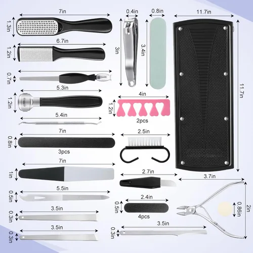 Vista 2 de Gisafai Kit de pedicura profesional de 27 piezas, herramientas de pedicura para pedicura, reposapiés, removedor de piel muerta, antideslizante