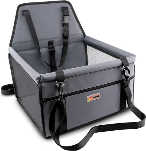 Vista 8 de Petbobi Silla elevada de automóvil para perro o gato, portátil, estable y transpirable con cinturón de seguridad para viaje, viene con bolsa para su