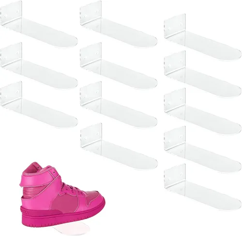 Vista 8 de IEEK Floating Shoe Display 8 Pack,Levitating Acrylic Shoe Shelf for Wall,Clear Wall Mounted Shoe Rack Sneaker Display Shelves Space Saving Shoe