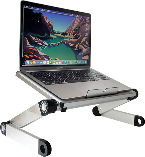 Vista 8 de Uncaged Ergonomics WorkEZ luz - Cooler para laptop de aluminio, ergonómico, portable, superligero, soporte para tablets y libros, Negro
