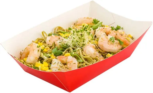 Vista 19 de Restaurantware Bio Tek - Botes de comida de 2 libras, 200 bandejas de papel desechables – Barcos de papel blanco resistentes a la grasa