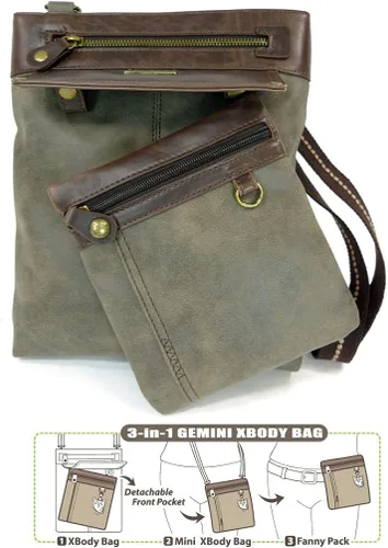 Vista 3 de CHALA GEMINI Bolso bandolera de lona para regalo, color gris piedra
