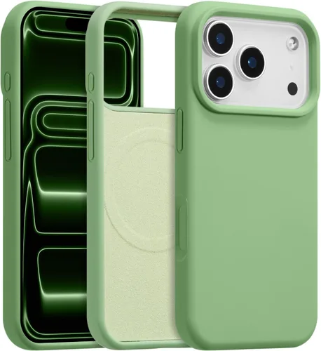 Vista 257 de Funda magnética de silicona para iPhone 13 Pro, color blanco antiguo [Compatible con Magsafe] [Forro de microfibra suave antiarañazos], funda