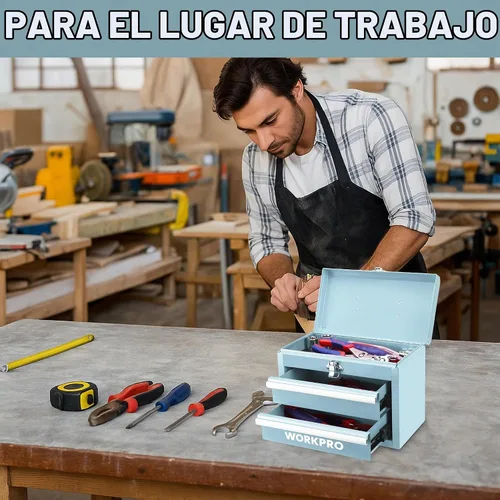 Vista 6 de WORKPRO Mini caja de herramientas de metal portátil con 2 cajones