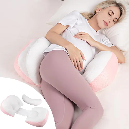 Vista 8 de Chilling Home Almohada de embarazo para dormir portátil, almohada de maternidad para dormir de lado, almohada de cuña de viaje, almohada corporal