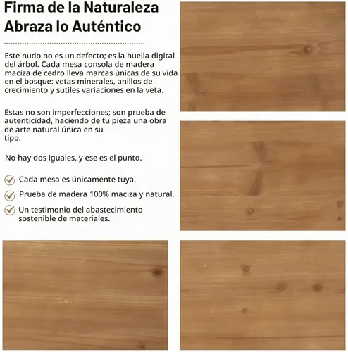 Vista 8 de Mesa consola de madera maciza para entrada, mesa de sofá de granja de 63 pulgadas de largo Marrón Natural Rústico