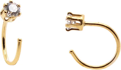 Vista 57 de Half Huggie Birthstone Gold Hoop Earrings for Women Tiny Cartilage Stud Piercing Earring Hypoallergenic Earring Screw Back Dainty Hug