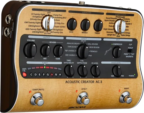 Vista 6 de Zoom AC-3 Creador acústico, DI acústico con restauración de tonos, modelado acústico, 9 efectos, compresión, sintonizador, reverberación