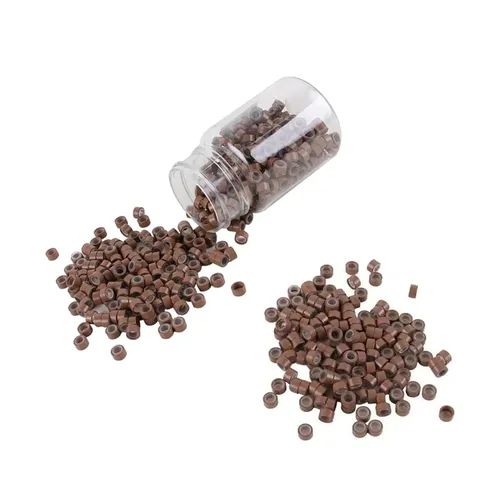 Vista 6 de 500 anillos de silicona con microeslabones de 0.197 in para extensiones de cabello, herramientas de microenlaces de aluminio para extensiones
