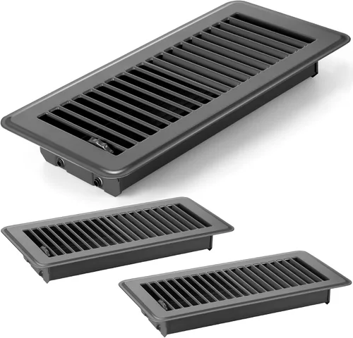 Vista 10 de 4 cubiertas de ventilación de piso de 10'', rejillas de piso de servicio pesado, cubiertas de ventilación de calor de metal con acabado a prueba