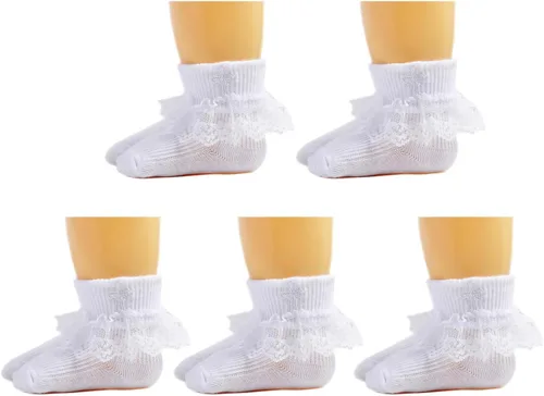 Vista 9 de EPEIUS Calcetines de bautizo para bebés, niñas y niños, calcetines de bautismo con cruz, recién nacidos, niños pequeños