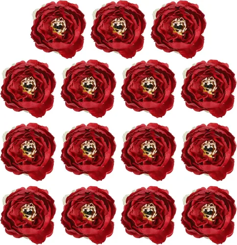 Vista 7 de PATIKIL Cabeza de flores artificiales, 15 cabezas de flores falsas, cabezas de peonía de seda a granel, flores de simulación para ramos de flores