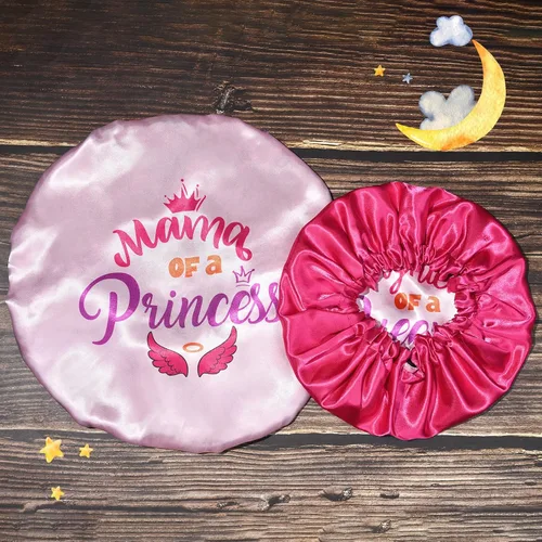 Vista 2 de Juego de capó para bebé, gorro para dormir, gorro para el pelo del bebé, para mujeres, niñas, niños, rizado, reversible, ajustable, color rosa Corona