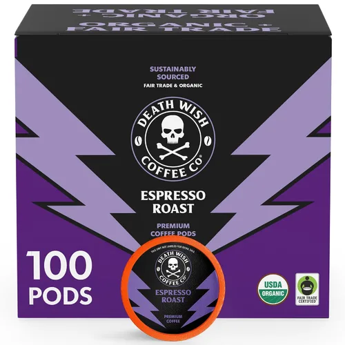 Vista 27 de Death Wish Coffee Cápsulas de tostado medio de una sola porción – El café más fuerte del mundo – Mezcla más ligera de granos arábica audaz y Robusta
