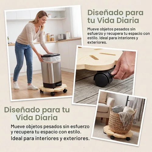 Vista 4 de Paquete de 2 organizadores para plantas con ruedas, soporte
