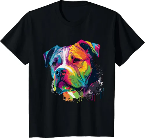 Vista 89 de Colorful American Bulldog American Bully Men Women T-Shirt Asphalt Grey