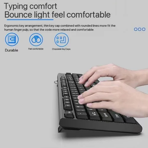 Vista 4 de Teclado con cable, teclado con cable de 104 teclas con teclado numérico, indicadores LED, ergonómico, cómodo juego y enchufe para Windows/Mac/PC