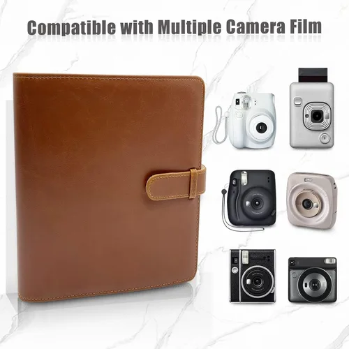 Vista 7 de Phetium Funda protectora compatible con Fujifilm Instax Mini EVO Hybrid Instant Camera-Bolsa de piel sintética con correa ajustable para el hombro