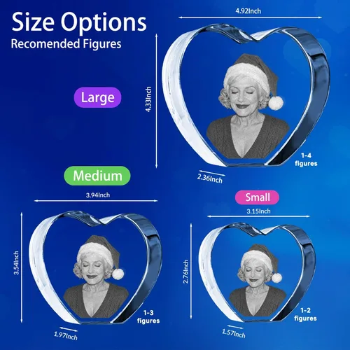 Vista 5 de Marco de fotos de cristal 3D personalizado grabado grabado personalizado impresiones de fotos de vidrio regalos de Navidad cubos de fotos gran